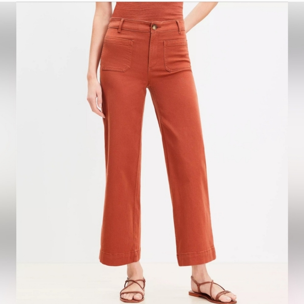 LOFT Wide Leg Pants in Rust Orange
